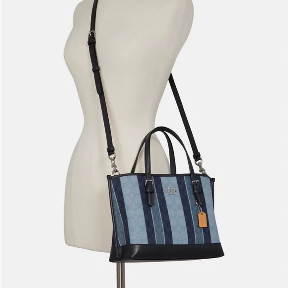 New💃Coach Mollie Tote 25 In Signature Jacquard With Stripes - Picture 4 of 12